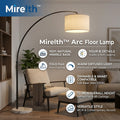 Mirelth™ Arc Floor Lamp with Real Marble Base and Linen Drum Shade