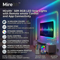 Mirelth™ 50ft RGB LED Strip Lights with Remote Control and App Connectivity
